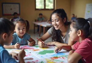 compressed happy children painting class min